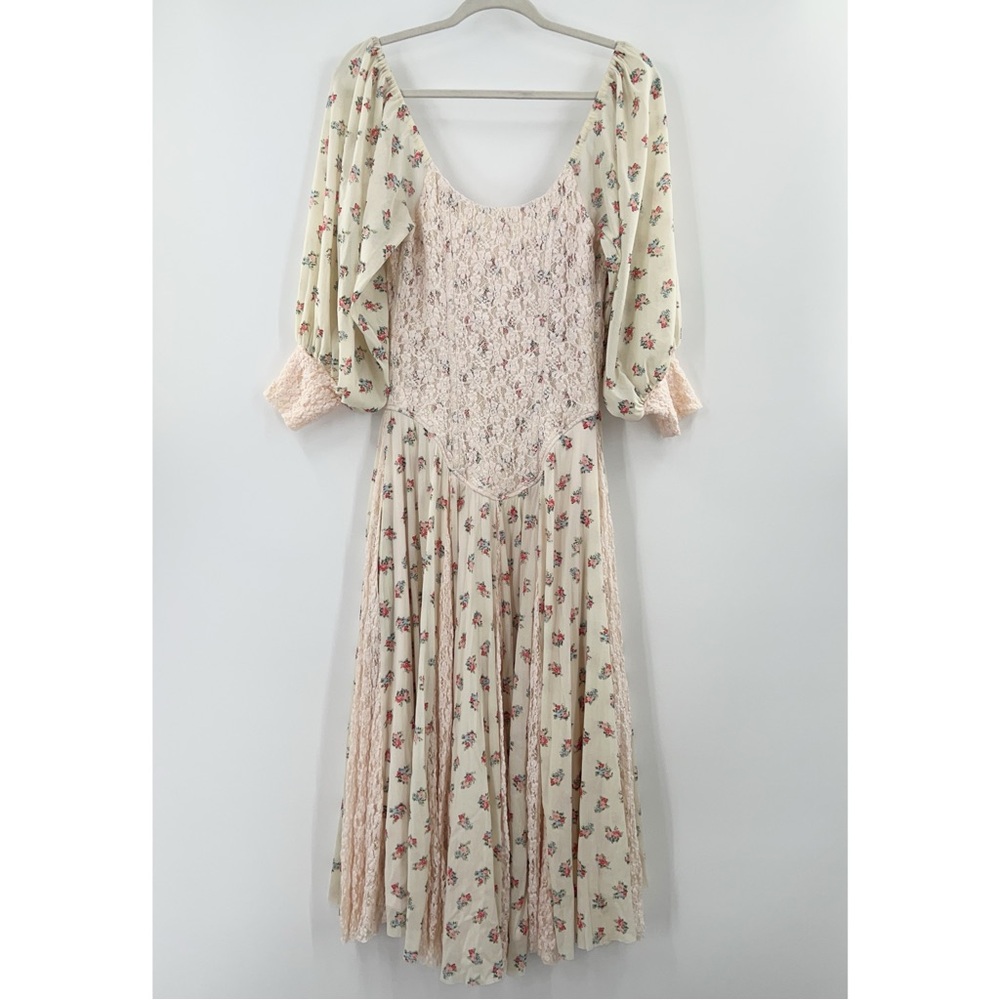 We Are HAH Maiden Memphis Corset Midi Dress in Almond Milk Cottagecore sz Large - Picture 6 of 14